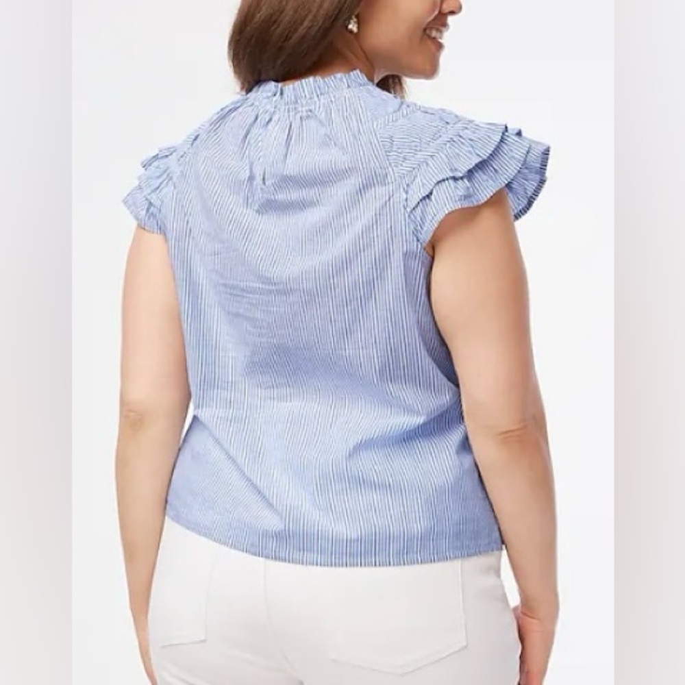 J. Crew Factory Butterfly Sleeve Stripe Top - Picture 8 of 9